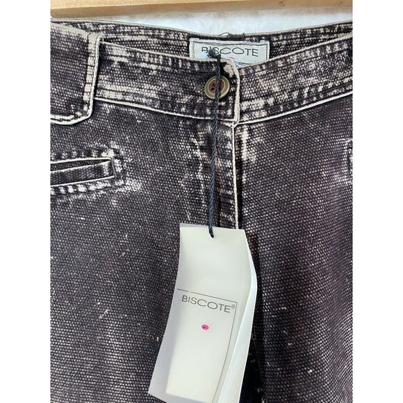 NWT BISCOTE Paris Brown Flock jeans embellished with cording size EU42/US 10 - Picture 2 of 10